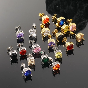 Pendientes de Botón de Acero Inoxidable Zirconia Vintage para Mujer Hombre Hip Hop Joyería de Cristal Incrustado Unisex