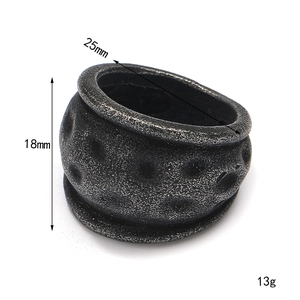 Detailed size specifications of heavy vintage industrial style textured stainless steel ring