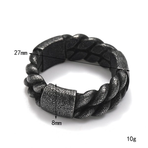 Retro punk titanium steel ring with woven texture and 27mm diameter dimensions