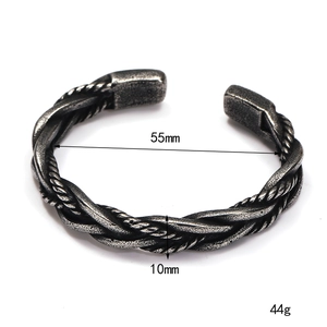 Bracelet manchette tressé rétro en acier titane pour hommes, largeur 10mm et 55mm