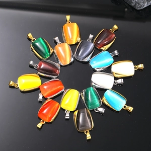 Lussuosa Collana con Ciondolo Rettangolare in Pietra Occhio di Gatto in Acciaio al Titanio per Uomo Donna Gioielli Geometrici Vintage Accessori alla Moda