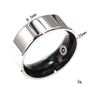 Silver smart ring with heart rate sensor, 8.5mm width and ultra-lightweight 3g design