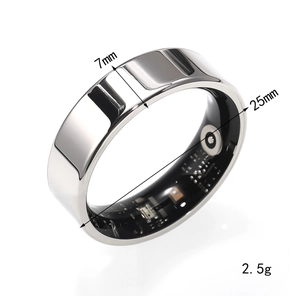 Smart titanium steel ring with heart rate monitoring and 7mm polished silver band