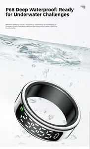 Anello smart argento con impermeabilità IP68 mostrato immerso in acqua e bolle