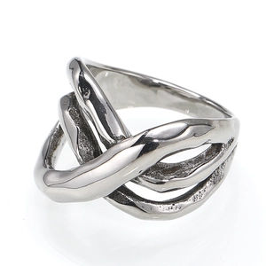 Bague multicouche en acier titane argenté au design irrégulier et texturé minimaliste