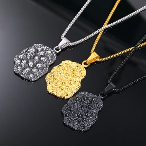 Gothic Stainless Steel Skull Pendant Necklace For Men Punk Street Style Electroplated Skull Head Jewelry Accessories
