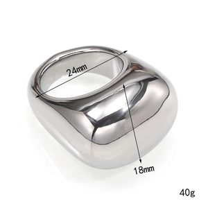 Minimalist wide silver mirror finish titanium steel ring for women with 24mm inner diameter