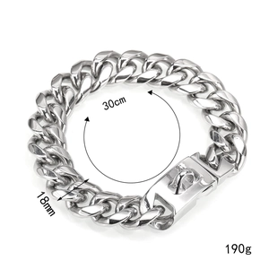 Collier pour chien en acier inoxydable argenté avec boucle carrée sécurisée et solide