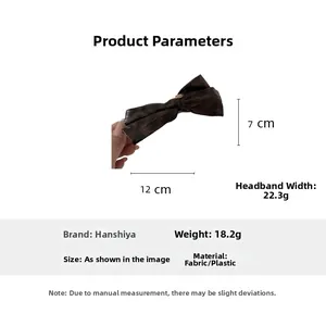 Detailed size chart showing 12cm tortoise bow hair clip dimensions and 18.2g weight specs