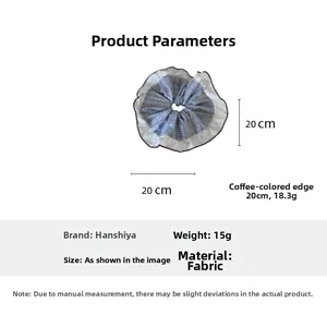Detailed dimension chart showing 20cm outer diameter for oversized plaid scrunchie accessory