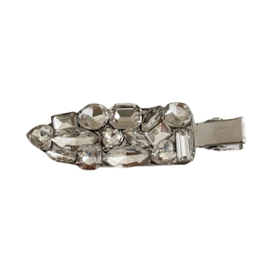 Pince à cheveux argentée scintillante avec cristaux multi-formes pour un look chic