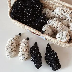 Koreanischer Stil Polka Dot Plissee Chiffon Bananen-Clip Für Damen Elegante Stoff Haarspange Pferdeschwanz Halter Haarschmuck