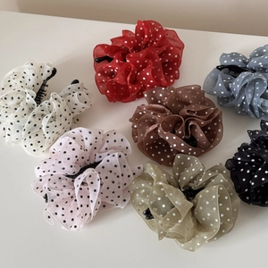 French style polka dot organza hair banana clips in seven colors for women