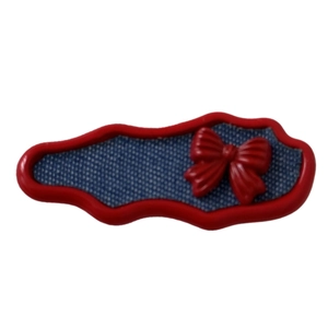 Red and blue wavy hair clip for girls featuring a 3D ribbon bow and textured fabric inlay