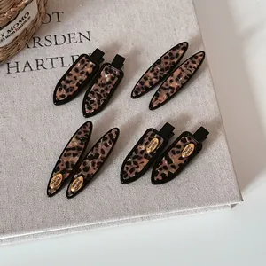 Retro Leopard Print Acetate Hair Clips For Women Fashion Tortoise Shell Duckbill Clips Handmade Geometric Hair Accessories
