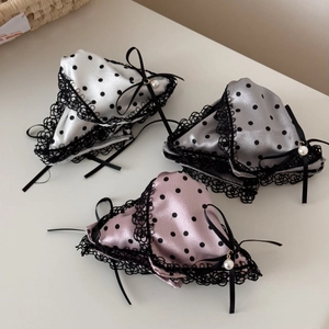 Vintage Satin Polka Dot Lace Bow Hair Claw Elegant Artificial Pearl Shark Clip Hair Accessory For Women Sweet Girls Headwear