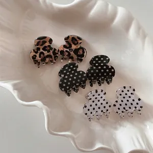 Mini Polka Dot Leopard Print Hair Claw Clip Resin Acrylic Small Bangs Grip For Women Girls Daily Fashion Hair Accessory