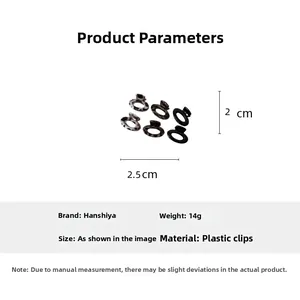 Set of 6 small leopard and black hair claws showing 2.5cm size details and oval design