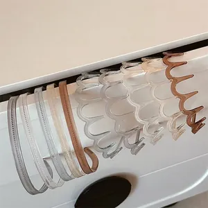 Serre-tête Style Coréen Couleur Gelée Transparente Antidérapant pour Femmes en Résine Plastique Accessoire de Coiffage