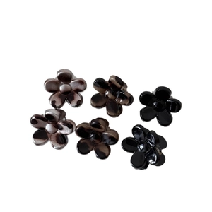 Set of 6 mini leopard flower hair claws in black, dark brown, and gradient resin