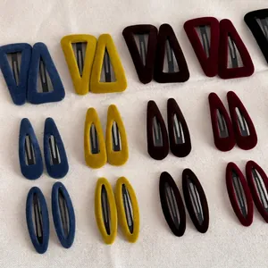 Barrettes à Cheveux en Velours Vintage Géométrique Triangle Ovale Goutte d'Eau Pinces BB pour Femmes Automne Hiver Mode Tissu Coiffe