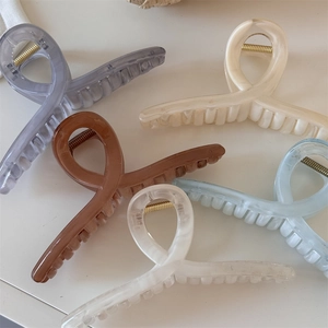 Collezione di cinque grandi mollette per capelli traslucide in vari colori pastello