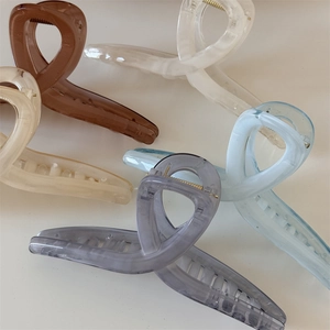 Set di 5 grandi pinze per capelli in resina, colori gelatina traslucidi con molle dorate