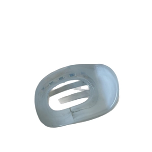 Elegant macaron light blue oval hair claw clip with a hollow design and spring mechanism