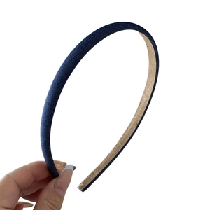 Minimalist vintage denim blue headband for women with a high top style and non-slip lining