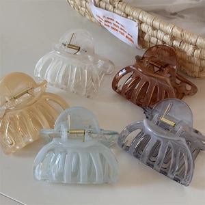 Lot de cinq grandes pinces à cheveux élégantes avec texture marbre en couleurs assorties