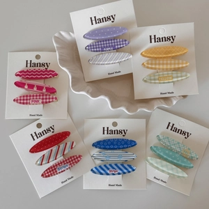 Lot de 3 pinces à cheveux colorées à carreaux sur cartes de présentation assorties