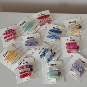 Lot de 3 barrettes à cheveux colorées style gelée avec motifs à carreaux et à étoiles