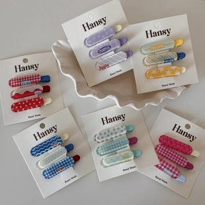 Lot de 3 barrettes à cheveux colorées à carreaux avec des motifs mignons en emballage cadeau