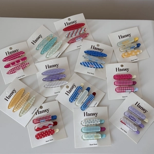 Lot de 11 barrettes à cheveux colorées à carreaux et texture gelée aux tons macarons