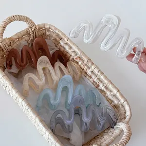 Korean Style Large Wave Curve Hair Claw Clip Resin Plastic Jelly Translucent Shark Clip For Women Thick Hair Styling Accessories