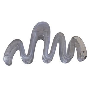 Translucent grey-purple wavy resin claw clip for thick hair on white background