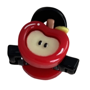 Cute red apple claw clip mini hair accessory for girls with shiny acrylic finish