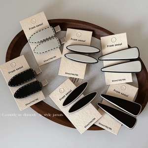 Pince à Cheveux en Acétate de Cellulose Minimaliste Coréen Noir et Blanc Ellipse Géométrique Triangle Accessoire Cheveux