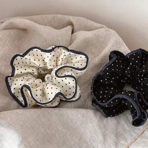 French Style Polka Dot Scrunchie Large Hair Ring Sweet Elegant Elastic Hair Band For Women Daily Hair Accessories