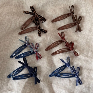 Lot de 12 jolies barrettes à nœuds pour femmes avec motifs léopard et à carreaux