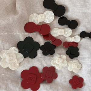 Acetate Flower Bow Hair Clips For Women Korean Style Duckbill Clip Minimalist Side Clip Elegant Glossy Lettering Hair Accessories