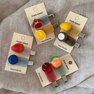 Cute Acetate Fruit Hair Clip For Women Simulation Strawberry Lemon Orange Bangs Clip Korean Sweet Handmade Hair Accessories