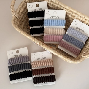 Women Ribbed Fabric Hair Scrunchies High Elastic Hair Ties Morandi Color Pleated Hair Bands Hair Rope Accessories For Daily