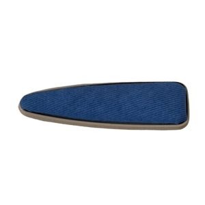 Barrette à cheveux en tissu denim bleu rétro en forme de goutte avec bordure brune
