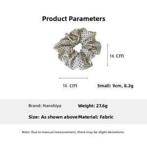Tabella taglie dettagliata per elastico scrunchie in tessuto a pois grandi da 16 cm