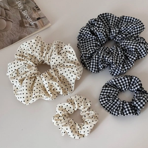 Set di quattro elastici per capelli stile coreano a pois e quadretti vichy
