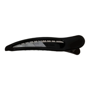 Glossy black leopard style large duckbill hair clip with non-slip teeth for secure grip