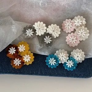 Sweet Daisy Flower Hair Clip Acetate Plastic Rhinestone Duckbill Clip Fresh Korean Style Hair Accessory For Women