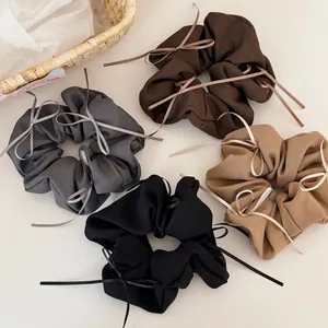 Chouchou À Ruban De Style Ballet Coréen En Tissu Plissé Grand Élastique À Cheveux Pour Femmes Accessoires De Coiffure