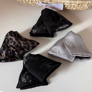 Korean Leopard Print Hair Claw Clip Large Fabric Bow With Rhinestones Elegant Shark Clip For Women Hair Styling Accessories